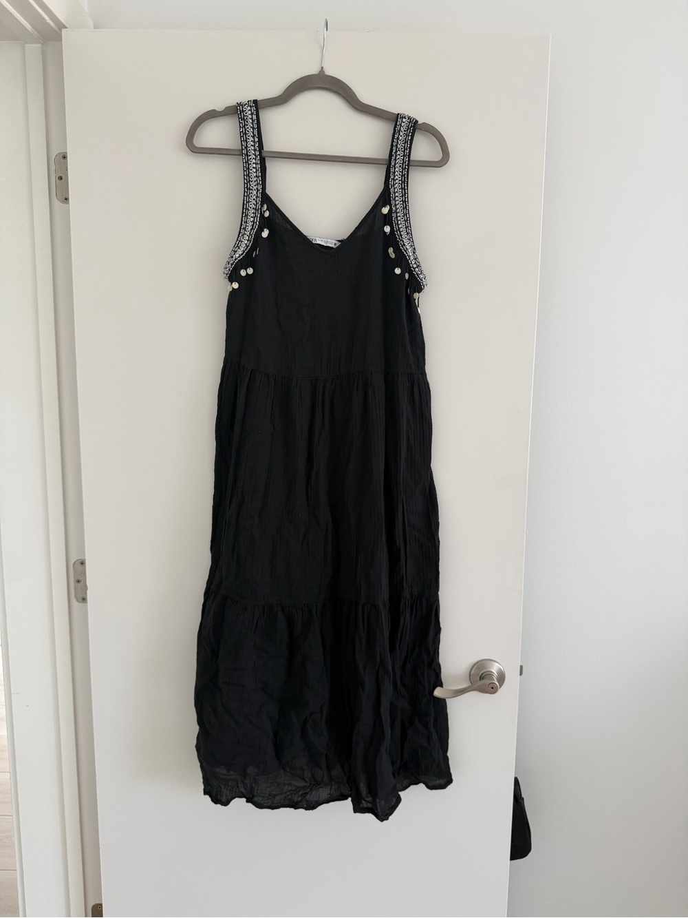 Zara Black Maxi Dress with Embellished Straps